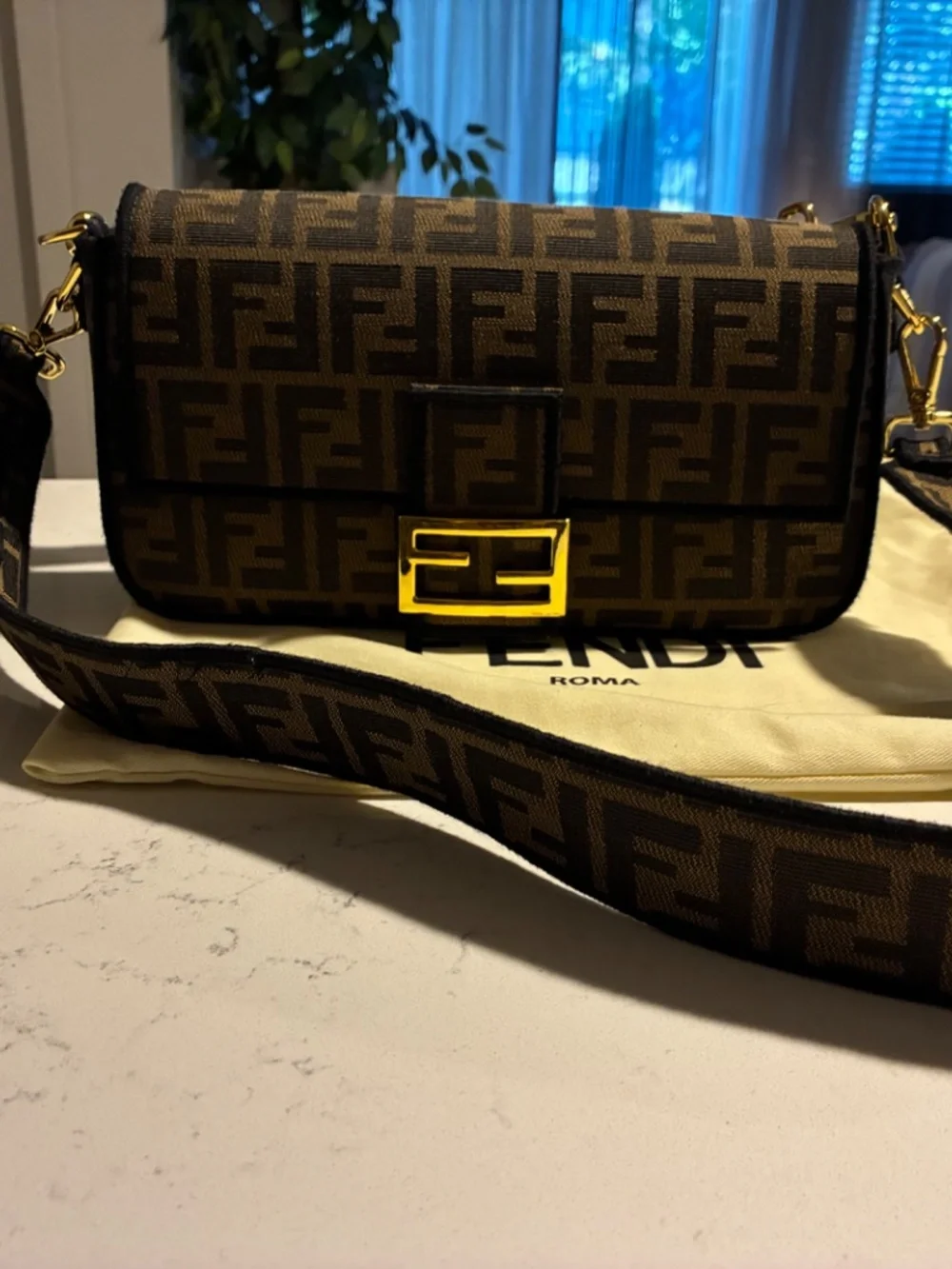 Fendi Baguette Tobacco Brown Jacquard Bag - Picture 11 of 11